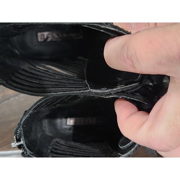 BCBGMaxazria Malbon Black Leather Curt-out Wedge Booties/Sz. 7.5M - Picture 8 of 10